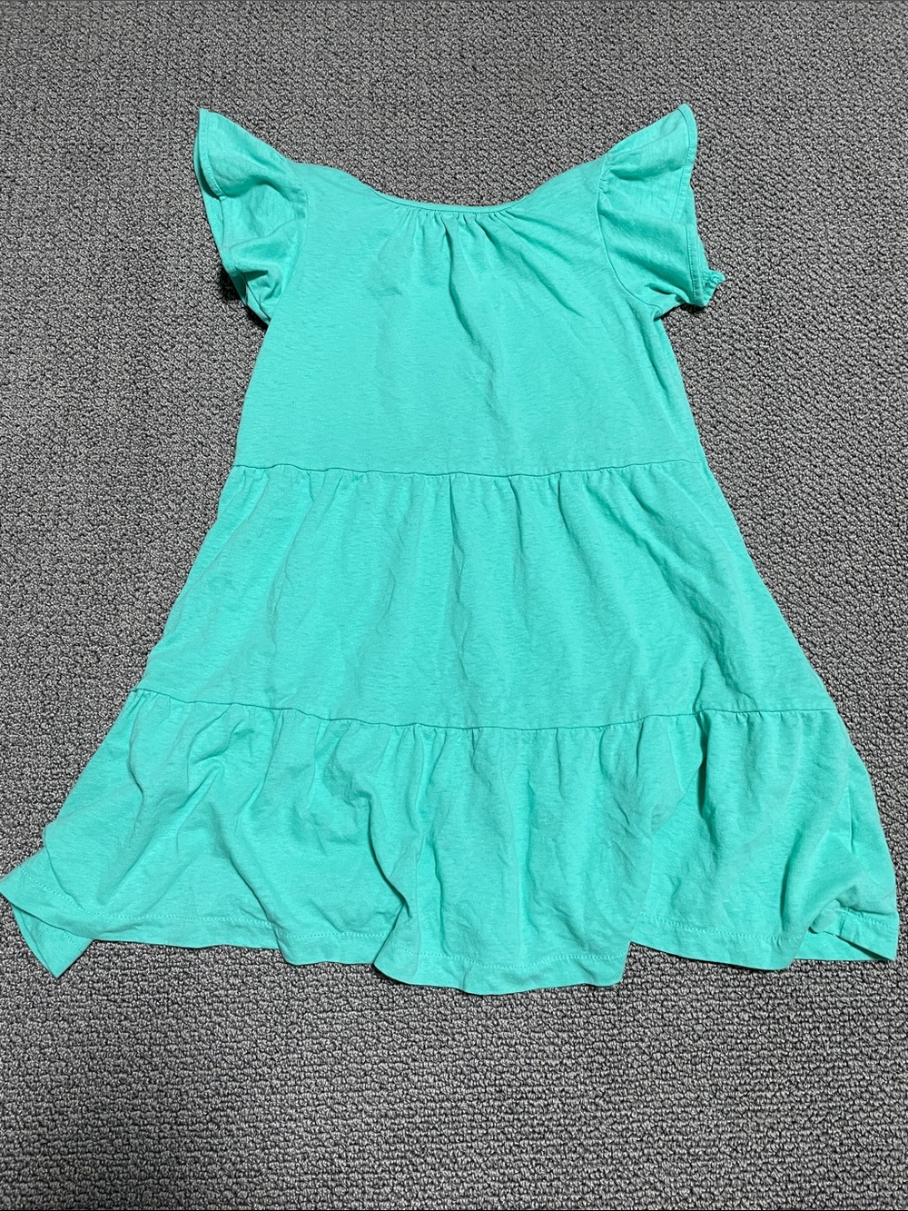 Crewcuts Girls' Tiered Flutter Sleeve Dress in Aqua Teal